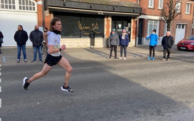 A runner on his way to a 10K finish.